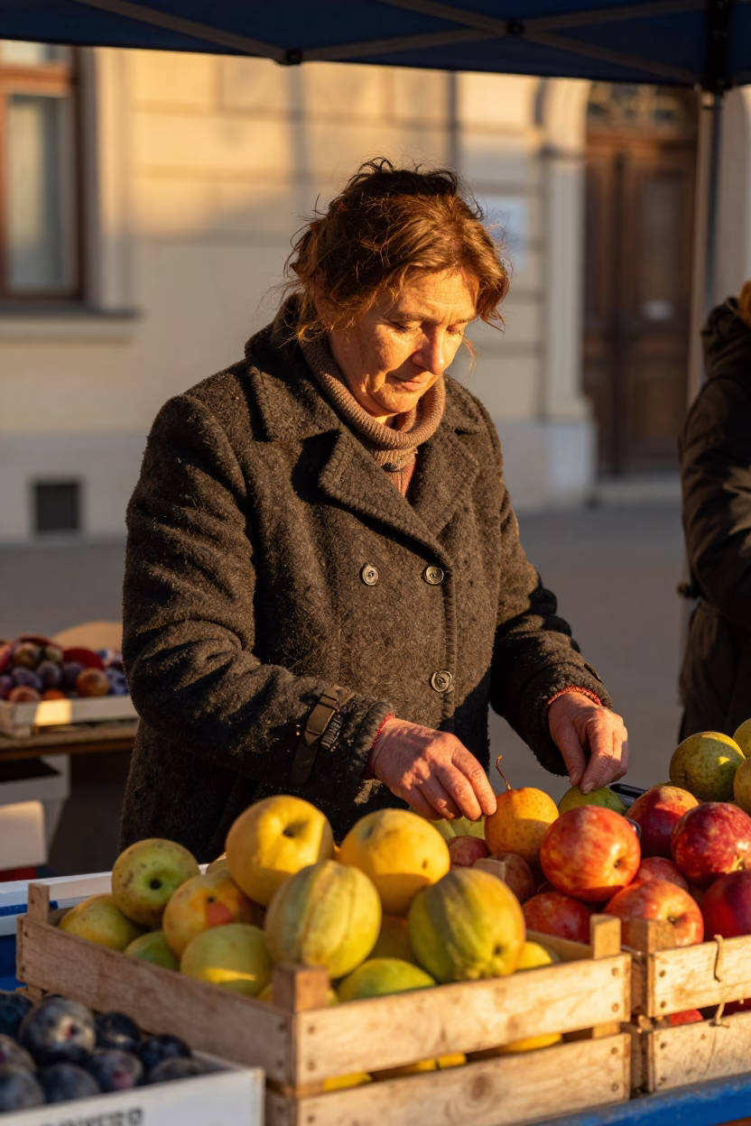 Market Stall in Budapest at Honeyed Evening Light in in Budapest, Hungary