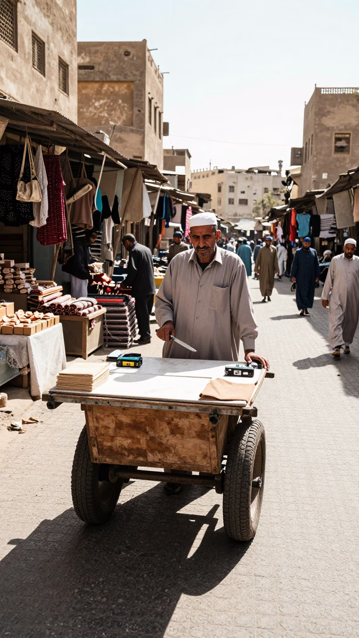 Market Stall in Cairo at Bright Midmorning Light in in Cairo, Egypt