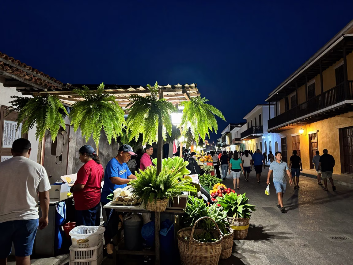 Market Stall in Cartagena at The Deepest Night Sky Light in in Cartagena, Colombia