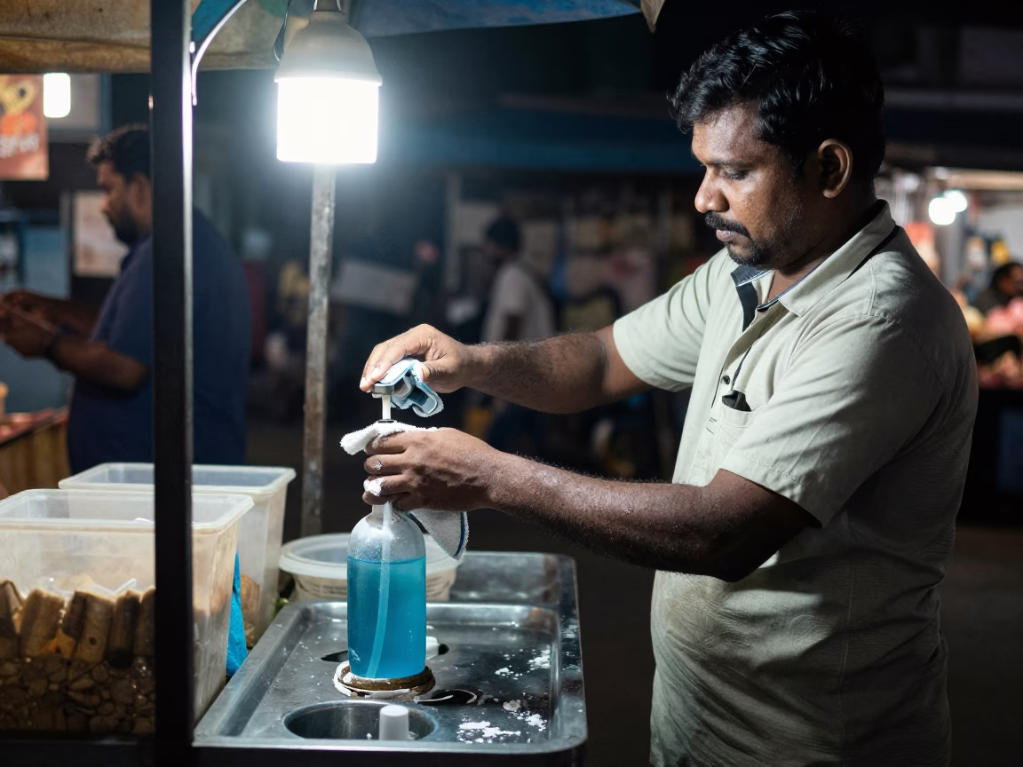 Market Stall in Chennai at Deep In The Night Light in in Chennai, India