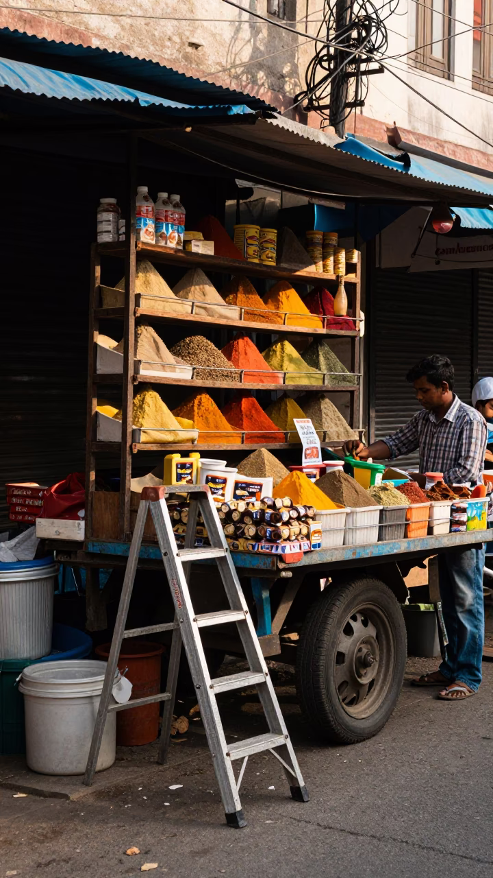 Market Stall in Chennai at The Late Morning Light in in Chennai, India