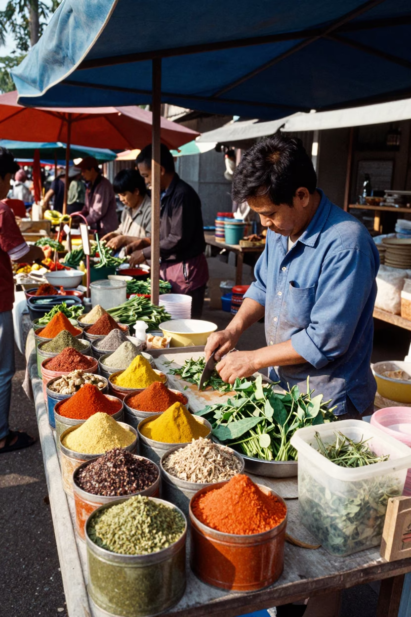 Market Stall in Chiang Mai at Noon Light in in Chiang Mai, Thailand