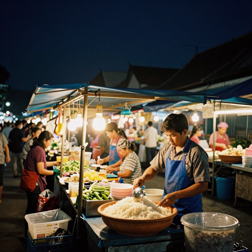 Market Stall in Chiang Mai at The Deepest Night Sky Light in in Chiang Mai, Thailand