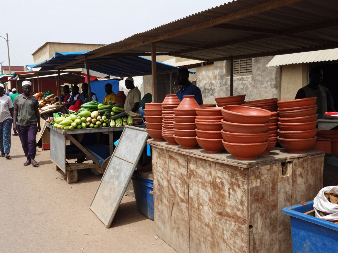Market Stall in Dakar at Midday Light in in Dakar, Senegal