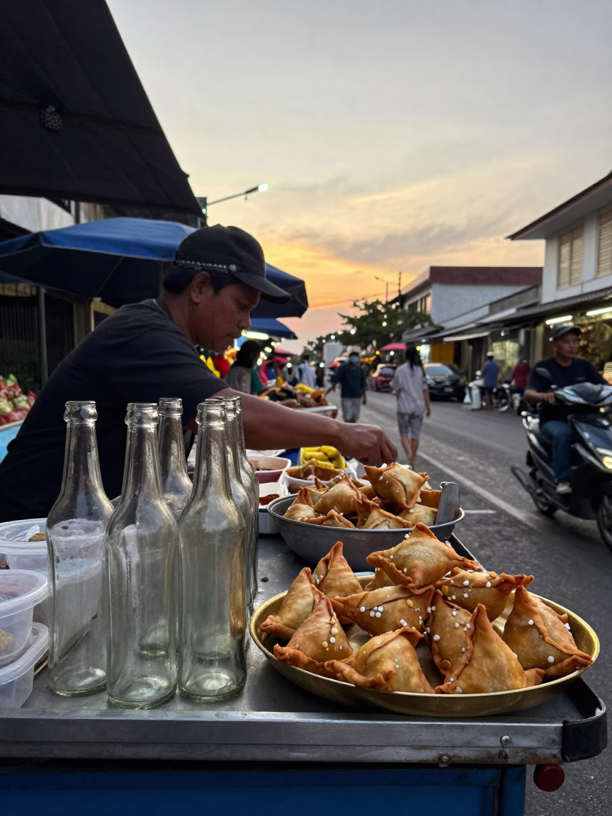Market Stall in Denpasar at Sunset Light in in Denpasar, Indonesia
