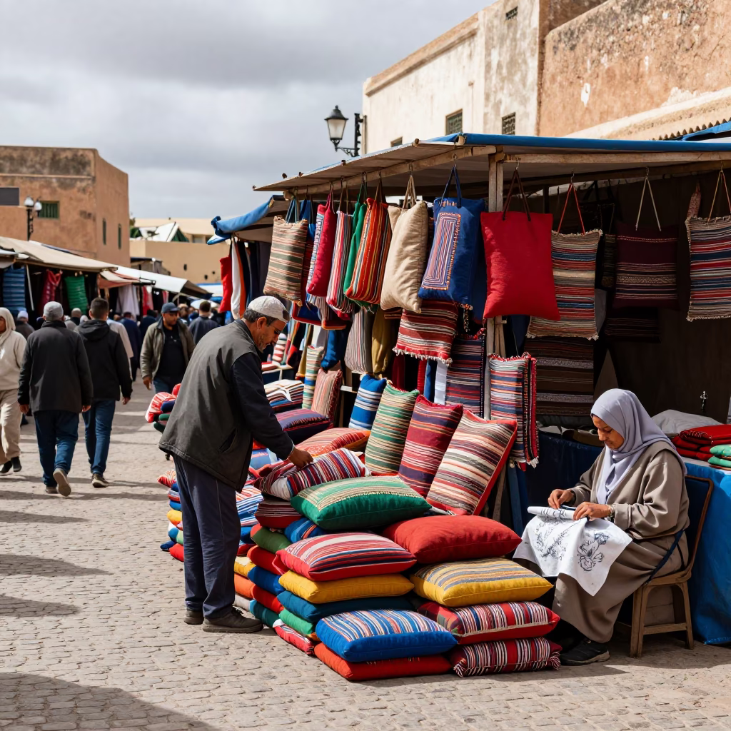 Market Stall in Essaouira at Midday Light in in Essaouira, Morocco