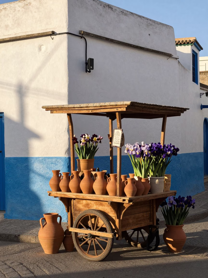 Market Stall in Essaouira at The Late Morning Light in in Essaouira, Morocco