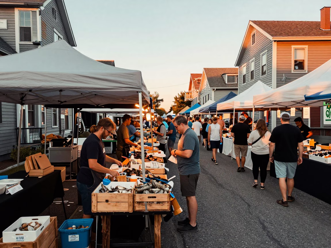Market Stall in Halifax at Honeyed Evening Light in in Halifax, Nova Scotia, Canada