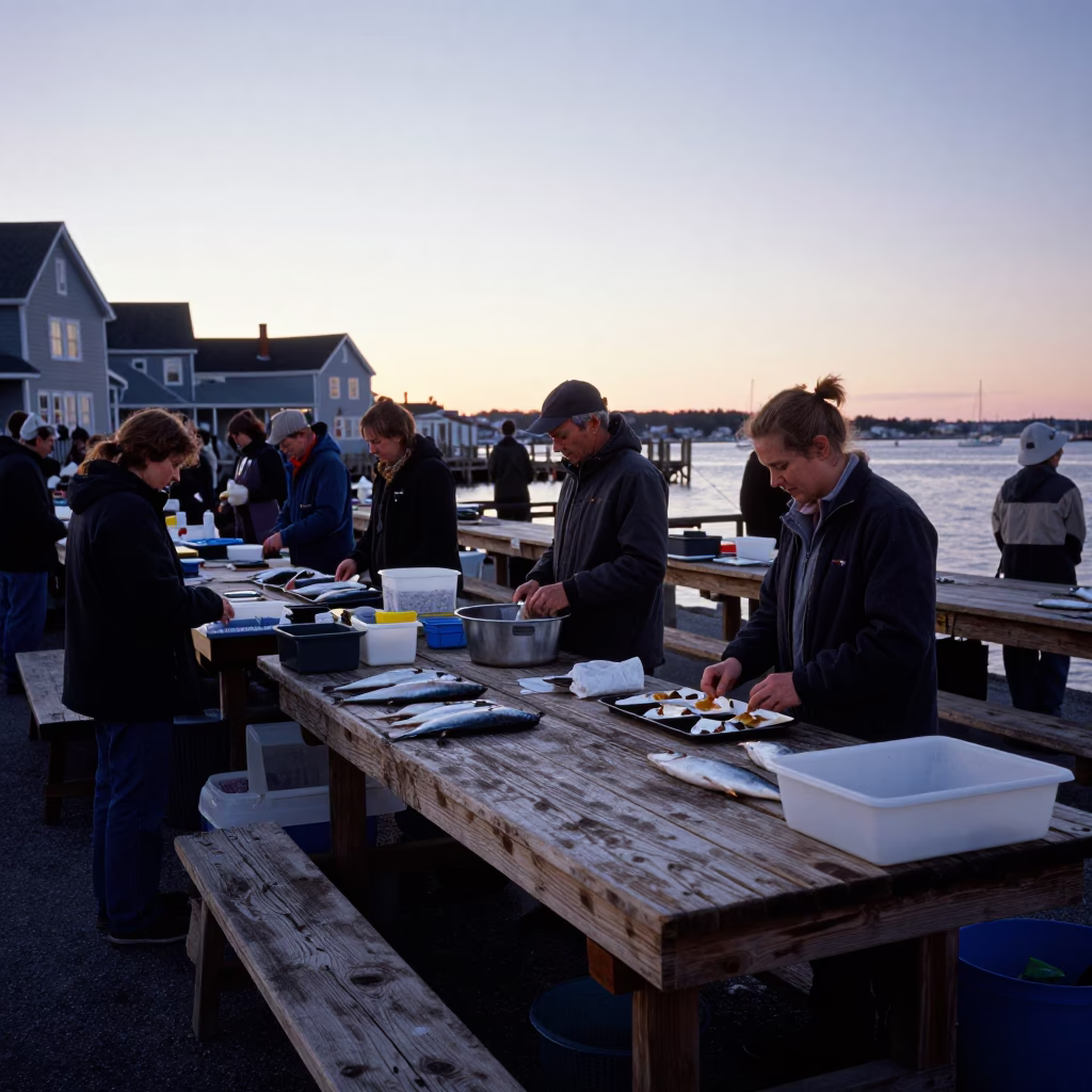 Market Stall in Halifax at Nautical Dawn Light in in Halifax, Nova Scotia, Canada