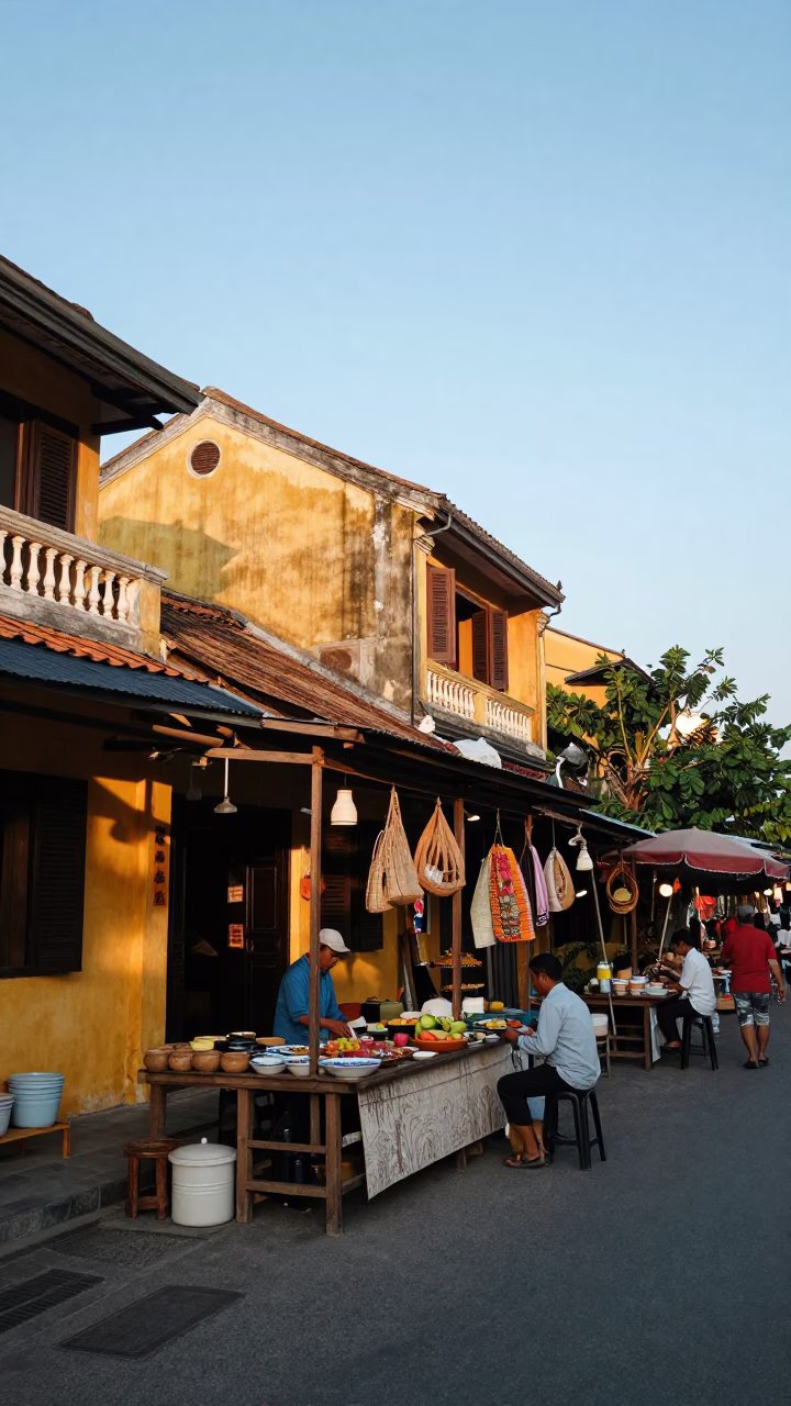 Market Stall in Hoi An at First Light Of Dawn in in Hoi An, Vietnam