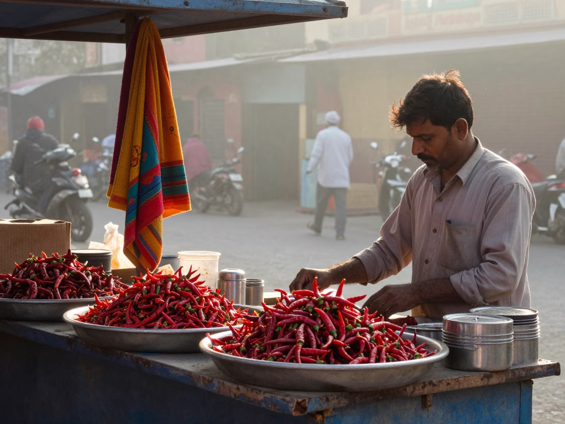 Market Stall in Jaipur at The Early Morning Light in in Jaipur, India