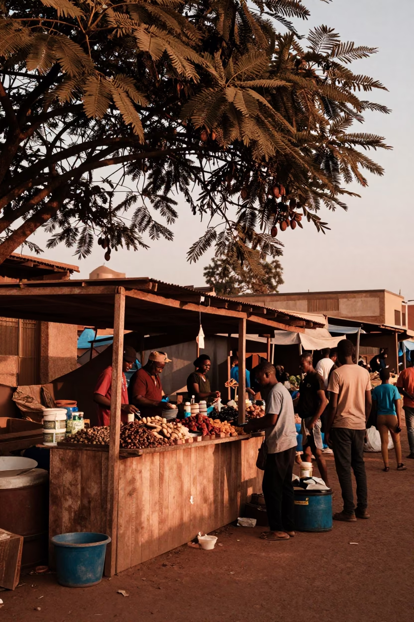 Market Stall in Johannesburg at Copper-toned Light Before Dusk in in Johannesburg, South Africa