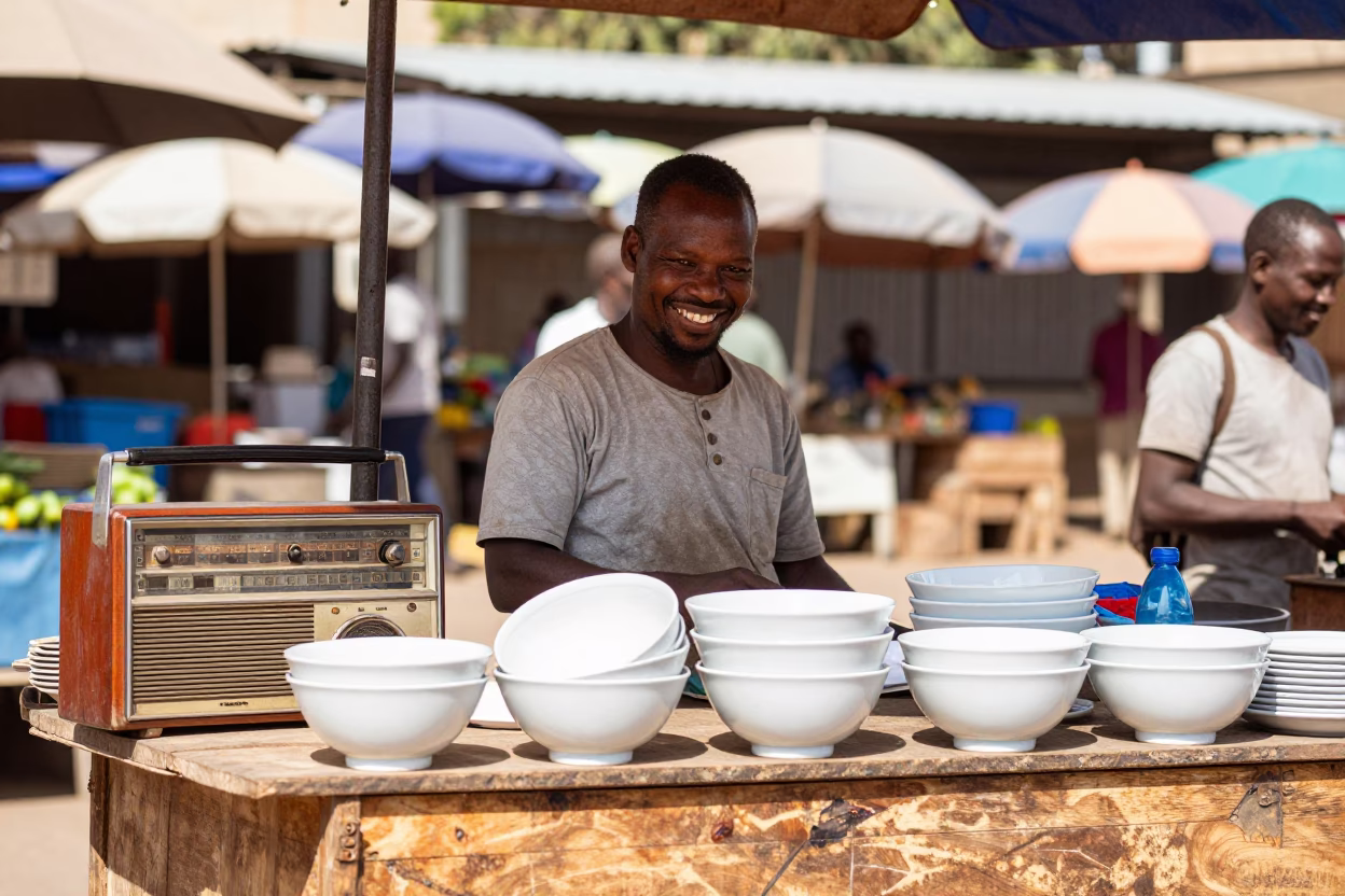 Market Stall in Johannesburg at Flat Noon Light in in Johannesburg, South Africa