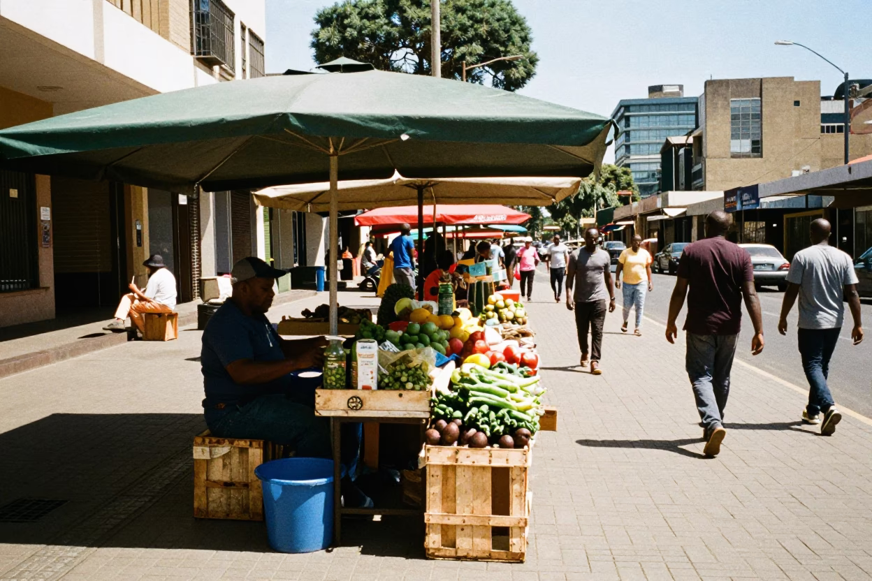 Market Stall in Johannesburg at Midday Light in in Johannesburg, South Africa