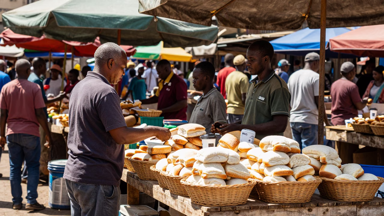 Market Stall in Johannesburg at The Flat Glare Of Noon Light in in Johannesburg, South Africa