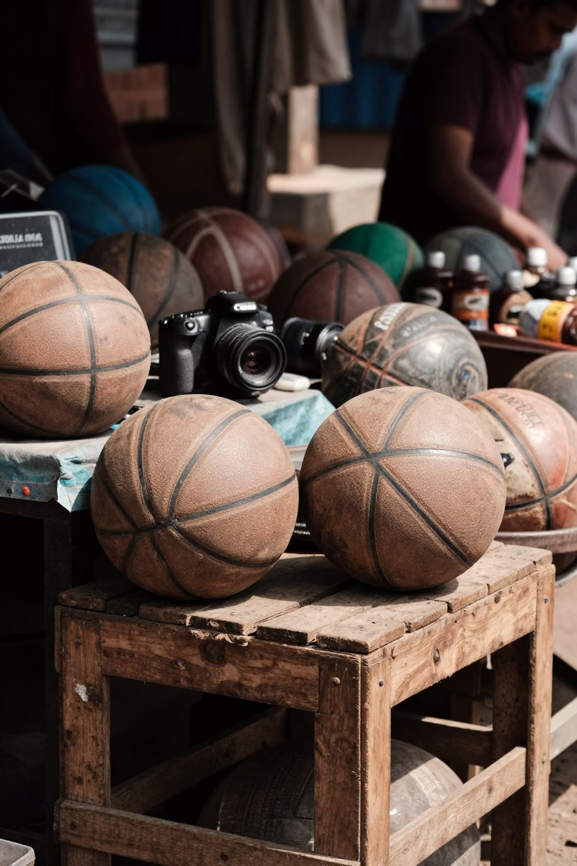 Market Stall in Kochi at The Flat Glare Of Noon Light in in Kochi, India