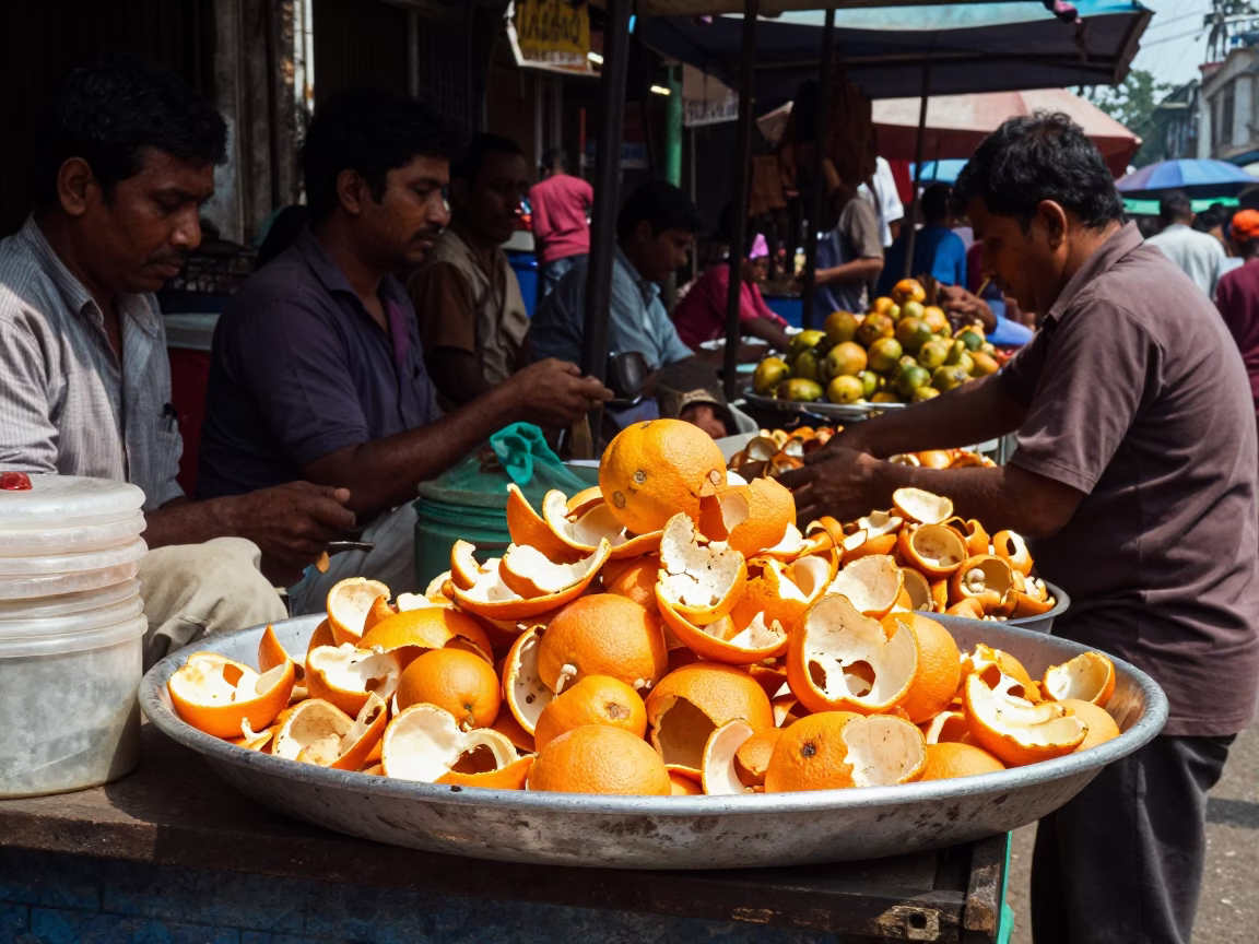 Market Stall in Kolkata at The Flat Glare Of Noon Light in in Kolkata, India