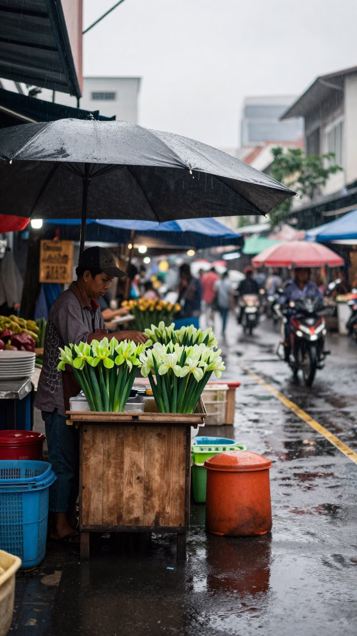 Market Stall in Kuala Lumpur at First Light in in Kuala Lumpur, Malaysia