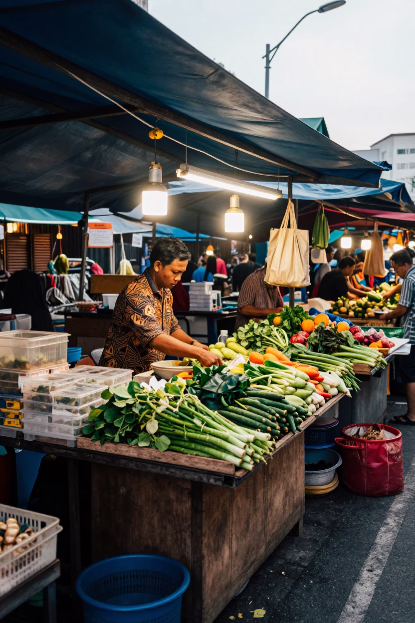 Market Stall in Kuala Lumpur at The Late Morning Light in in Kuala Lumpur, Malaysia