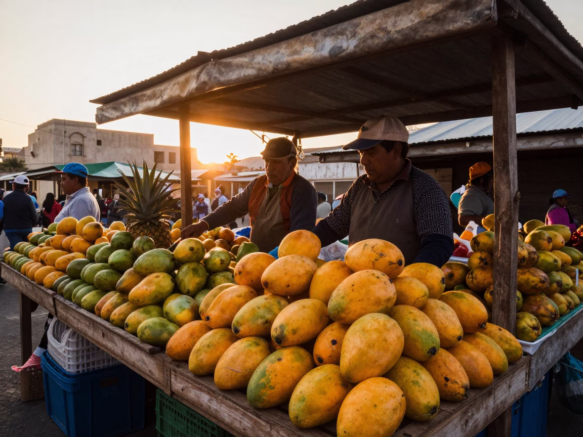 Market Stall in Lima at Golden Hour in in Lima, Peru