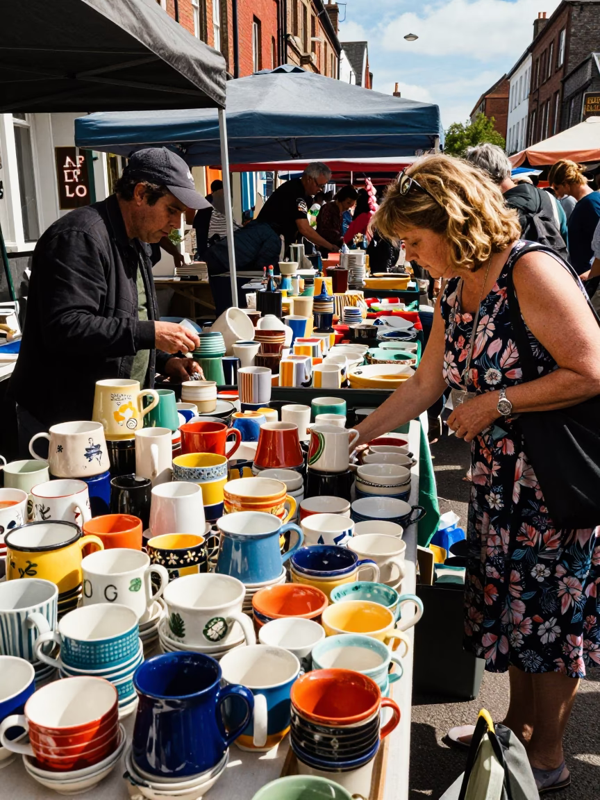 Market Stall in Liverpool at The Flat Glare Of Noon Light in in Liverpool, United Kingdom