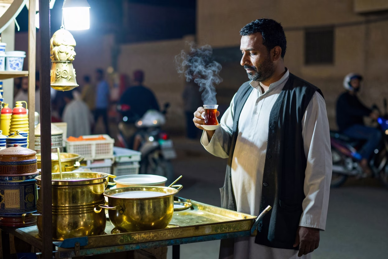 Market Stall in Luxor at Deep In The Night Light in in Luxor, Egypt