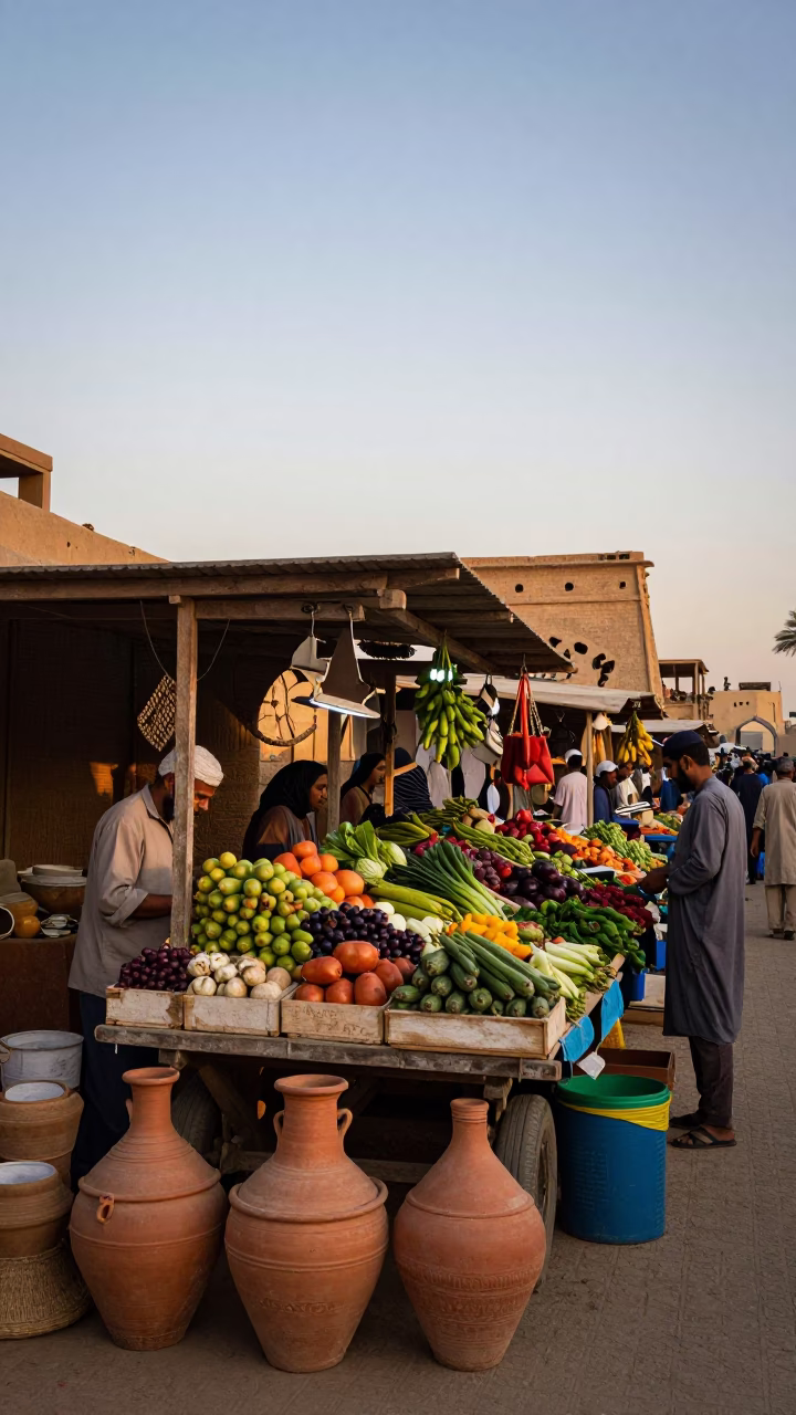 Market Stall in Luxor at First Light Of Dawn in in Luxor, Egypt