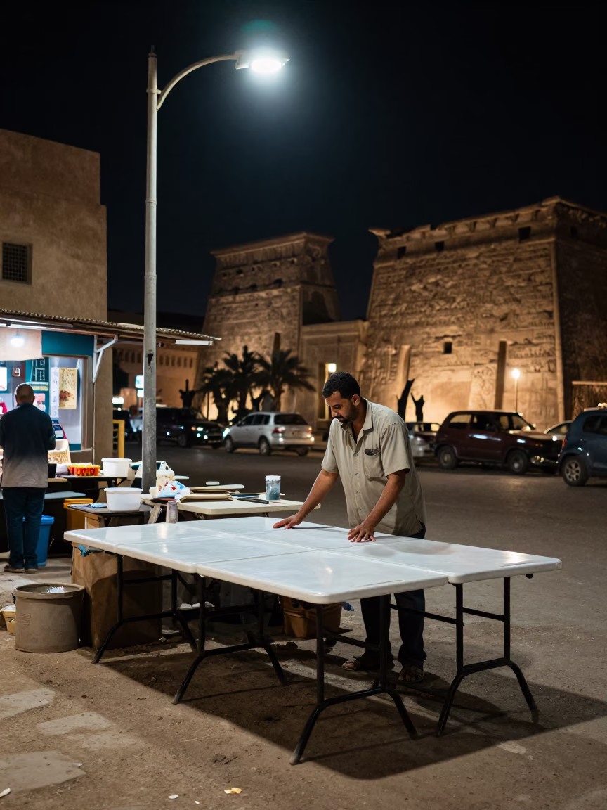 Market Stall in Luxor at Late At Night Light in in Luxor, Egypt