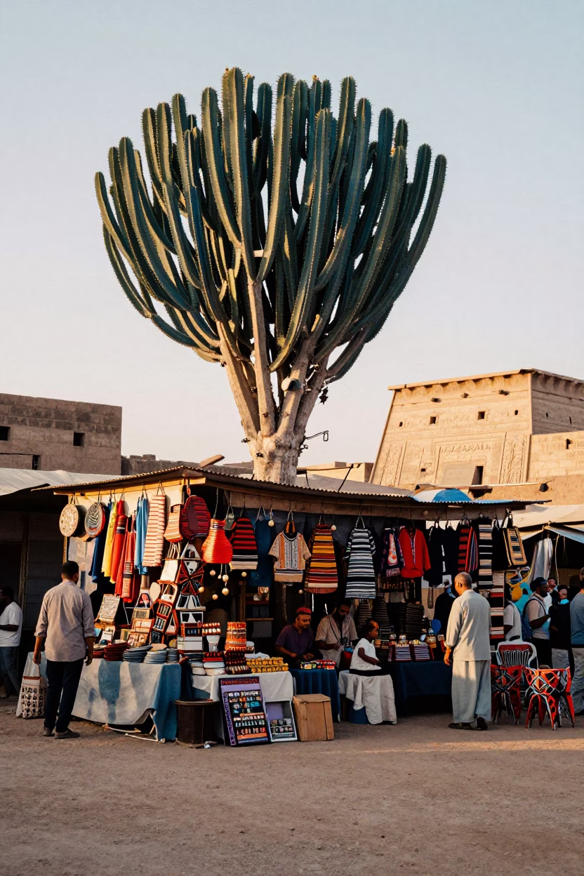Market Stall in Luxor at The Late Afternoon Light in in Luxor, Egypt