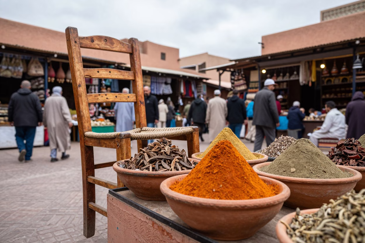Market Stall in Marrakech at Midday Light in in Marrakech, Morocco