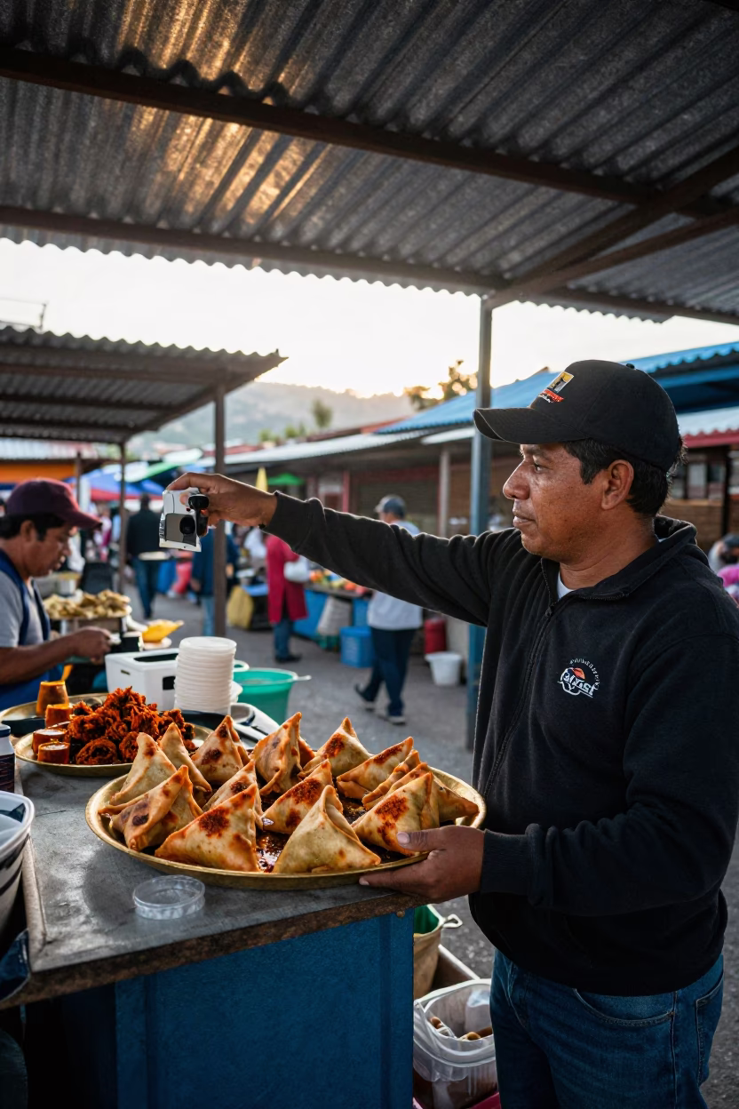 Market Stall in Medellin at As First Light Reaches The Scene in in Medellin, Colombia