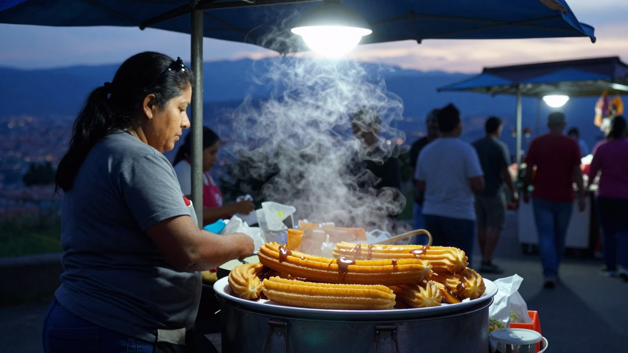 Market Stall in Medellin at Nautical Dawn Light in in Medellin, Colombia