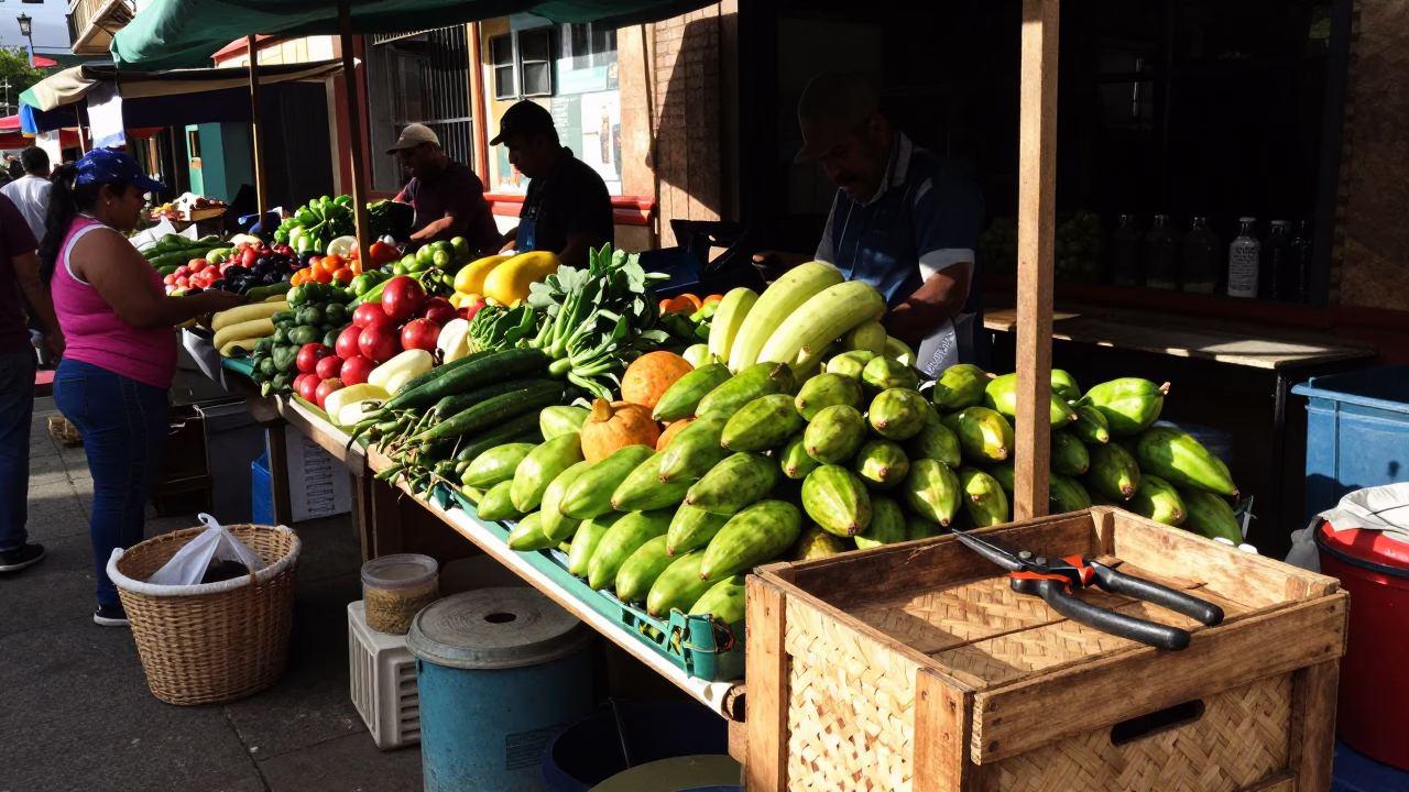 Market Stall in Medellin at The Early Afternoon Light in in Medellin, Colombia