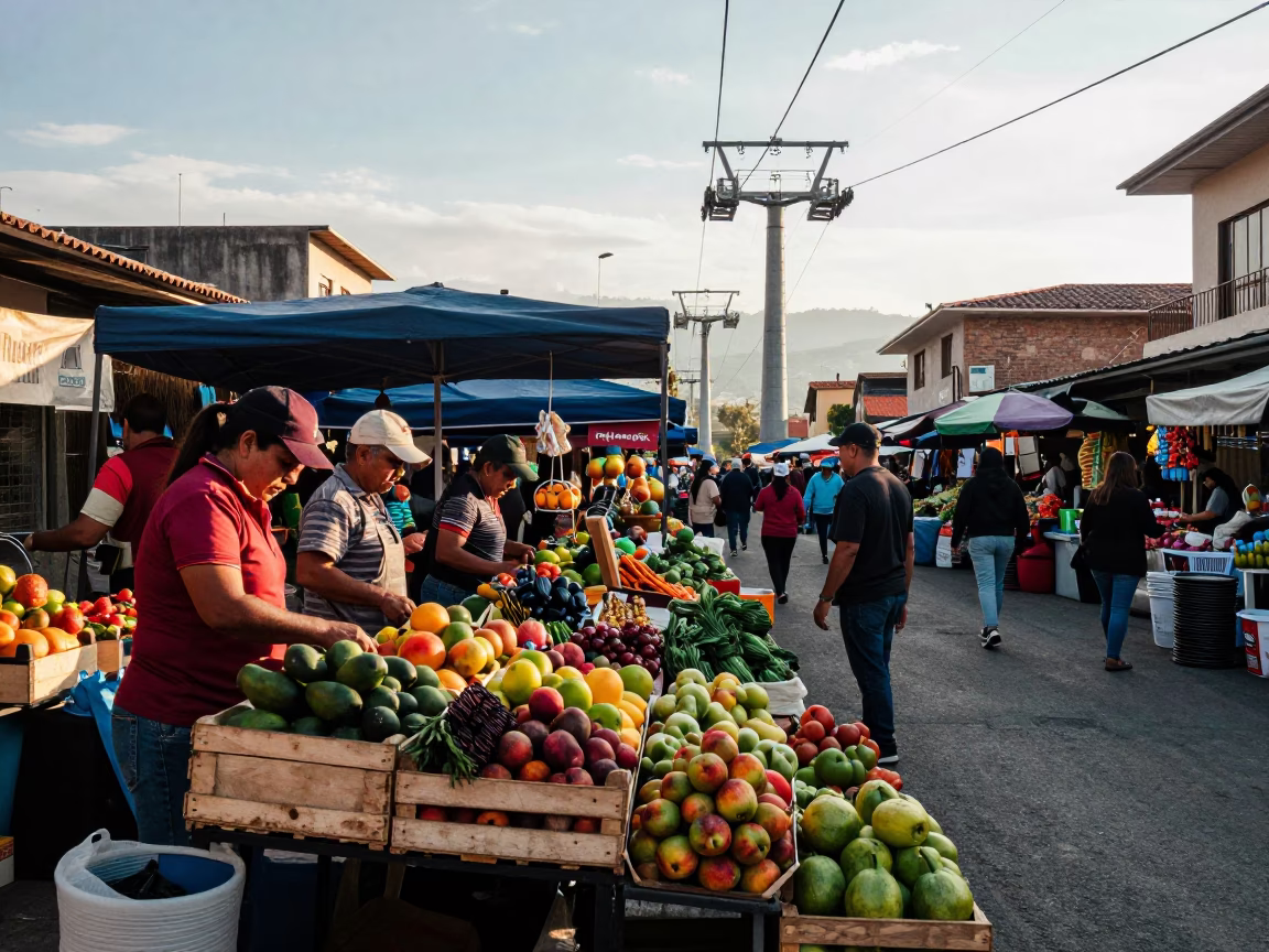 Market Stall in Medellin at The Late Morning Light in in Medellin, Colombia