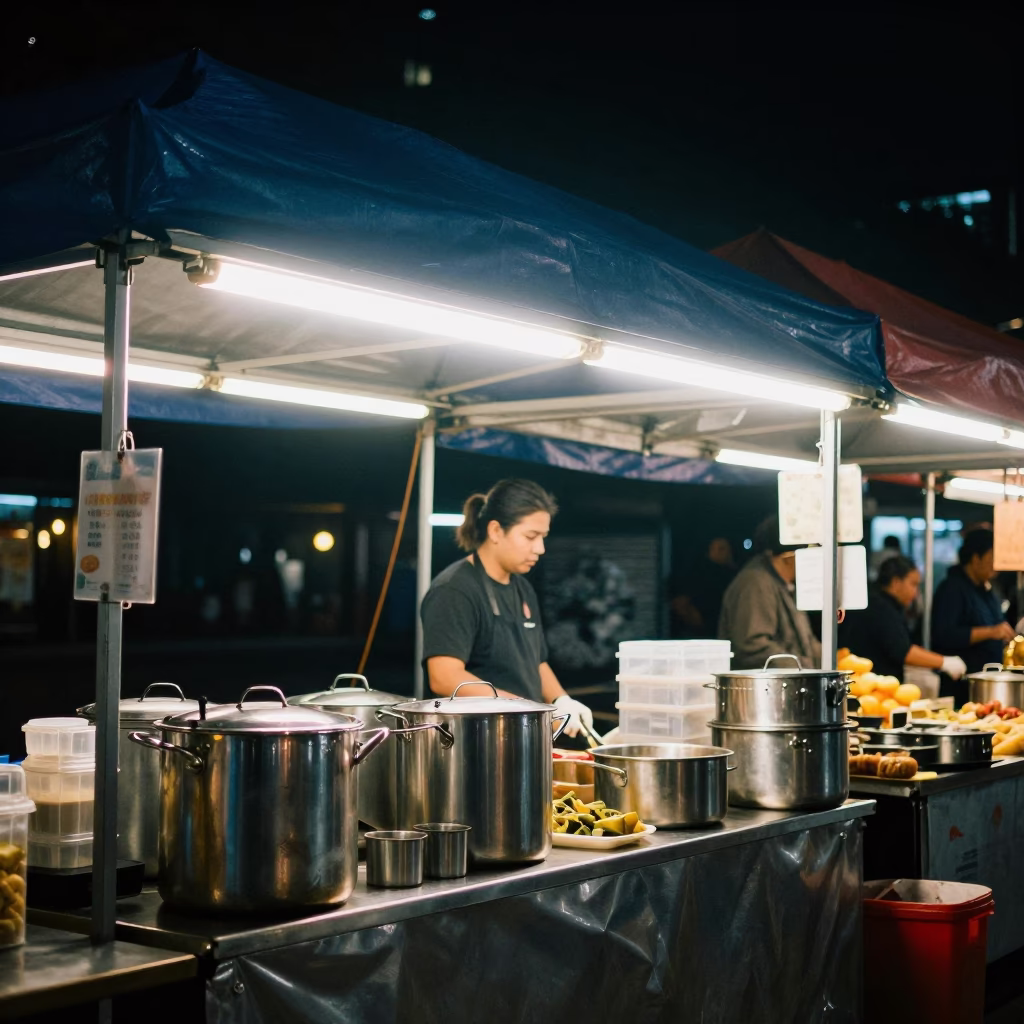 Market Stall in Melbourne at The Deepest Night Sky Light in in Melbourne, Victoria, Australia