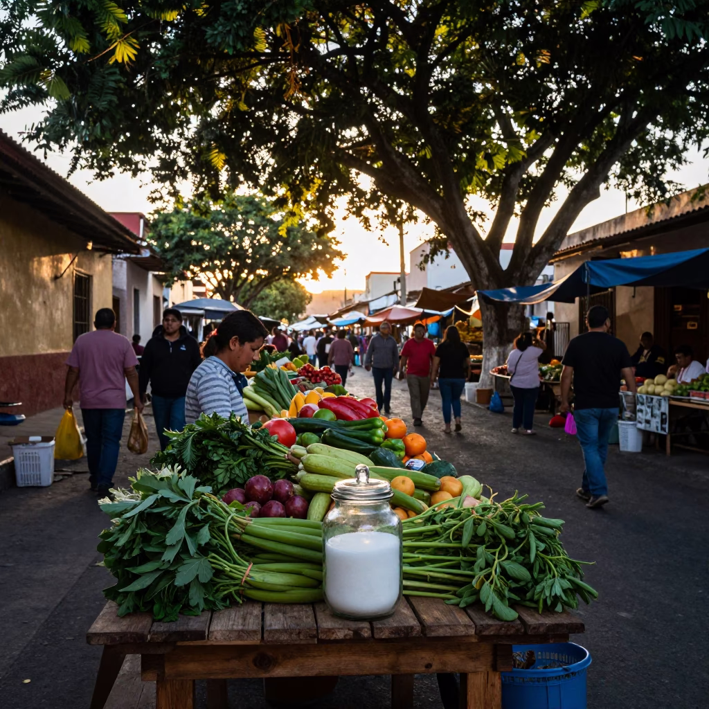 Market Stall in Merida at First Light Of Dawn in in Merida, Mexico