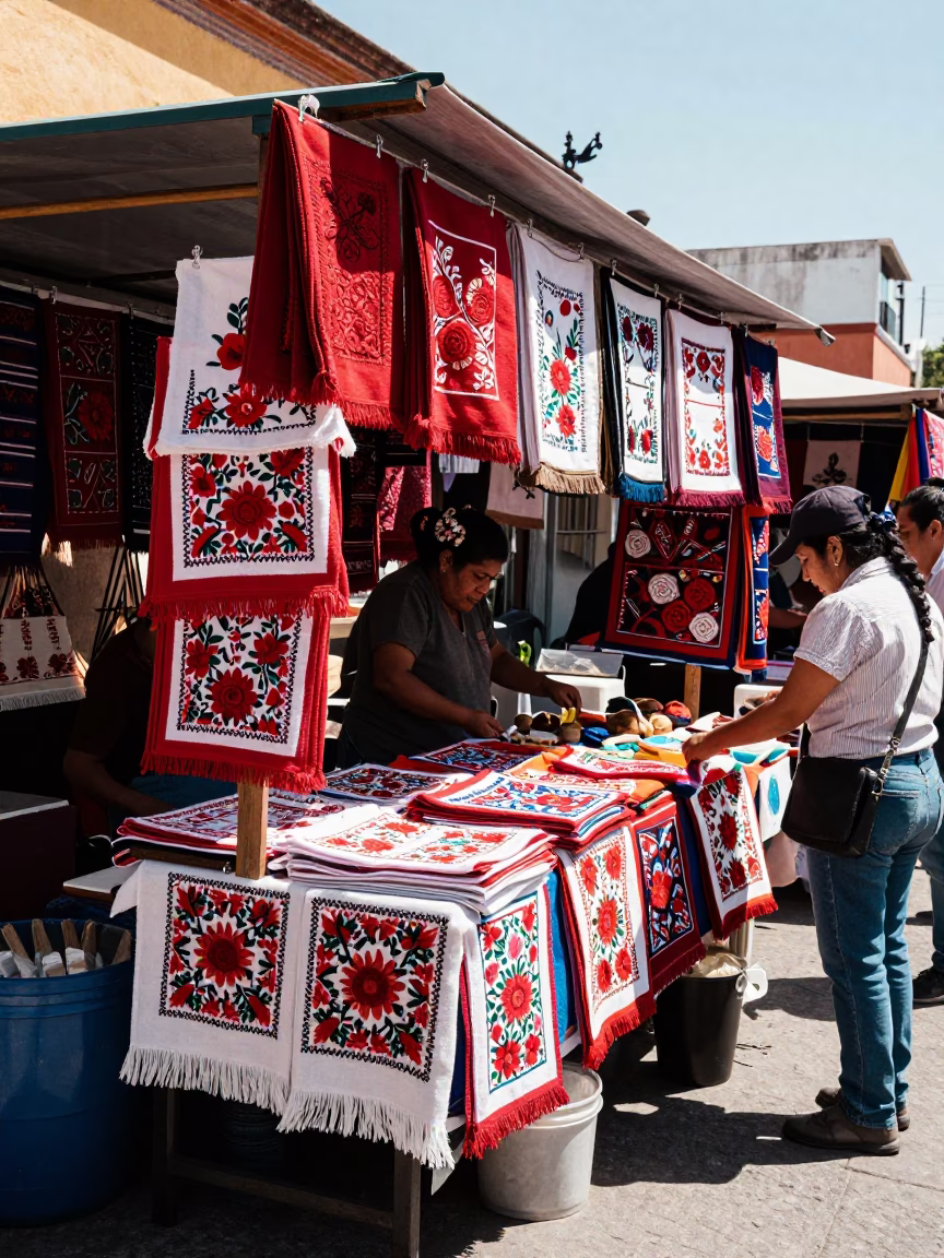 Market Stall in Mexico City at Bright Midmorning Light in in Mexico City, Mexico