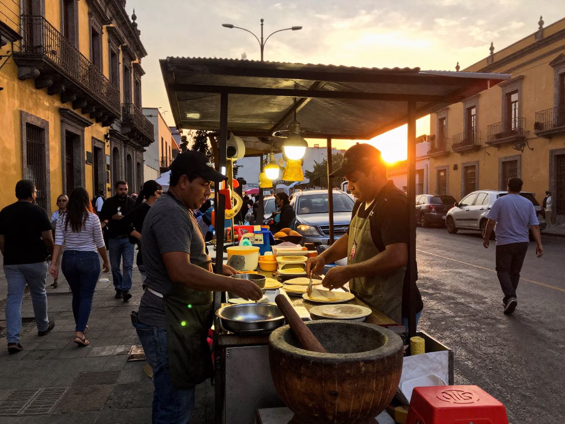Market Stall in Mexico City at Sunset Light in in Mexico City, Mexico