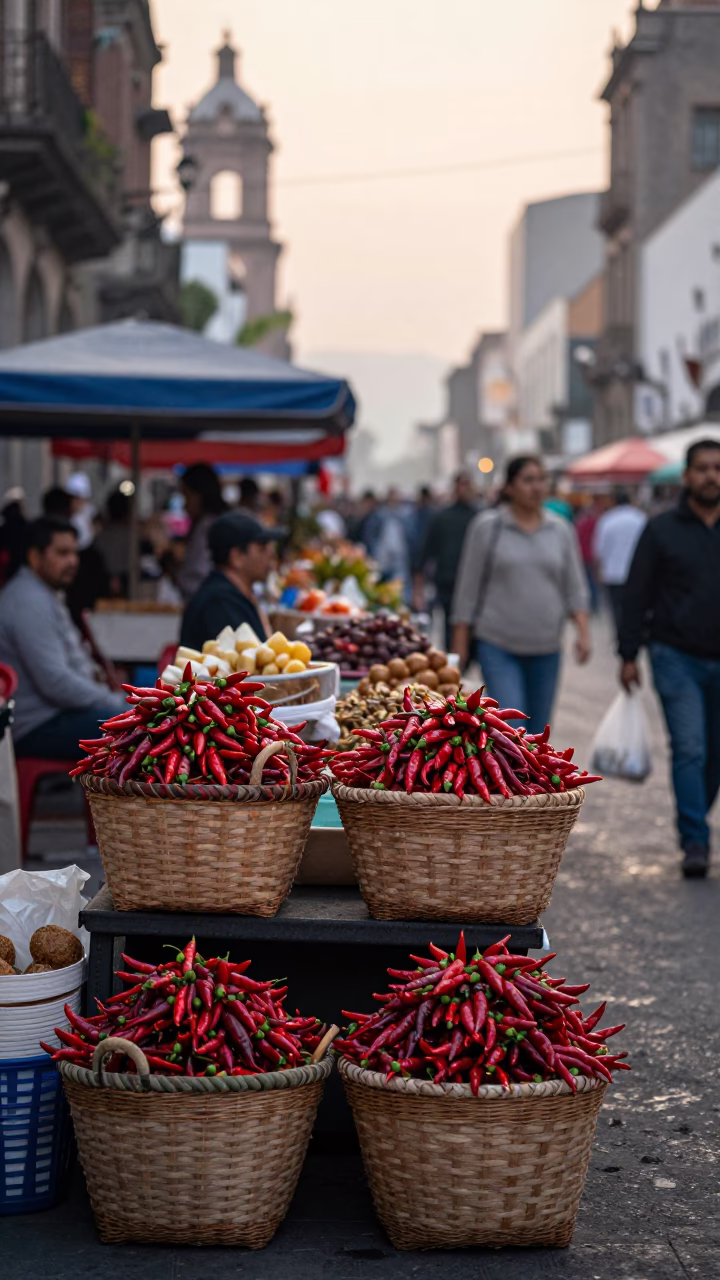 Market Stall in Mexico City at The Early Morning Light in in Mexico City, Mexico