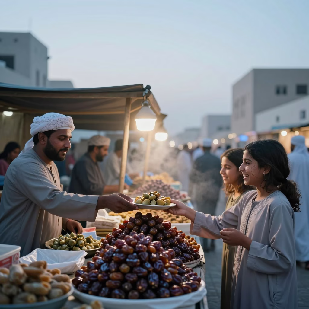Market Stall in Muscat at First Light Of Dawn in in Muscat, Oman