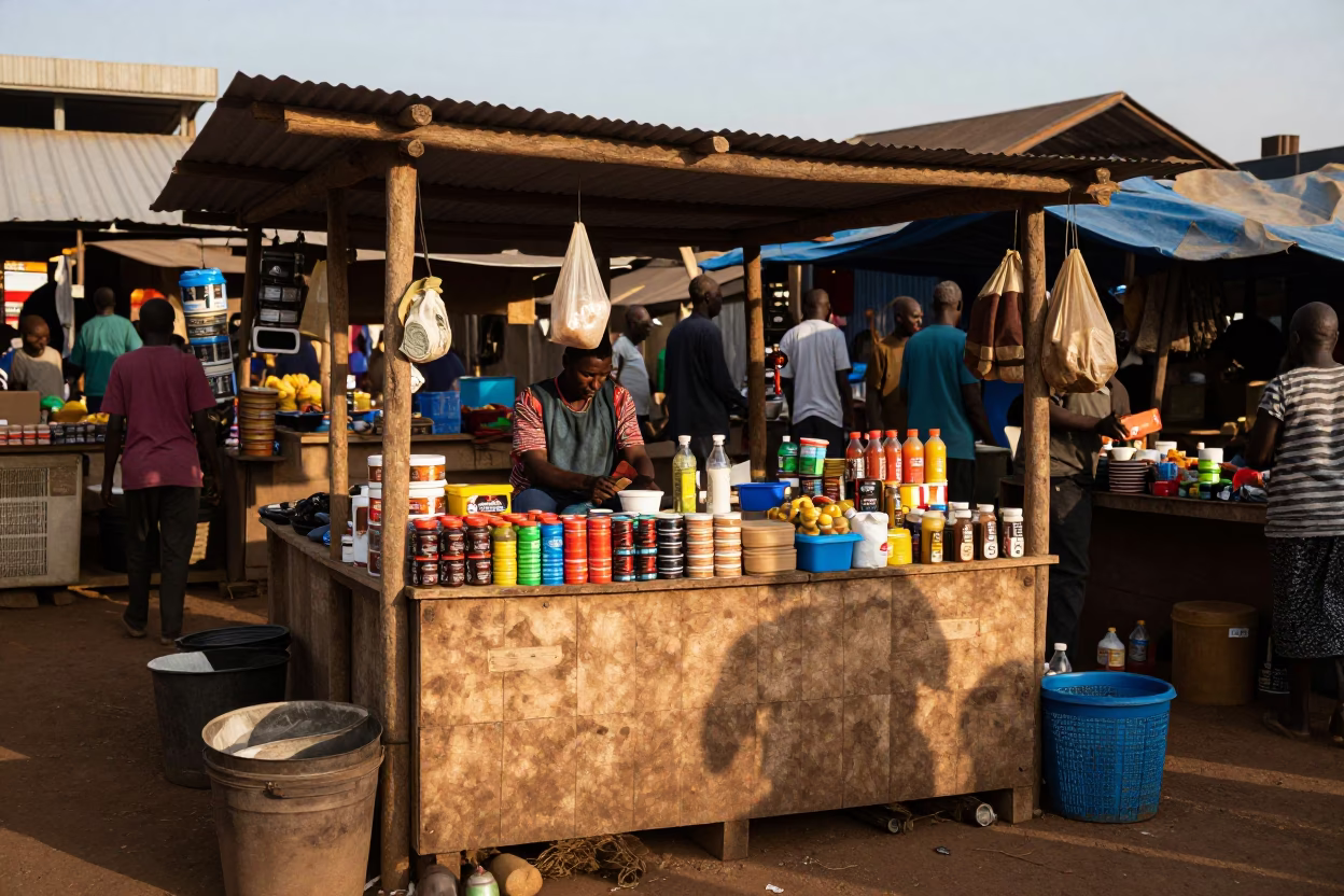 Market Stall in Nairobi at As First Light Reaches The Scene in in Nairobi, Kenya