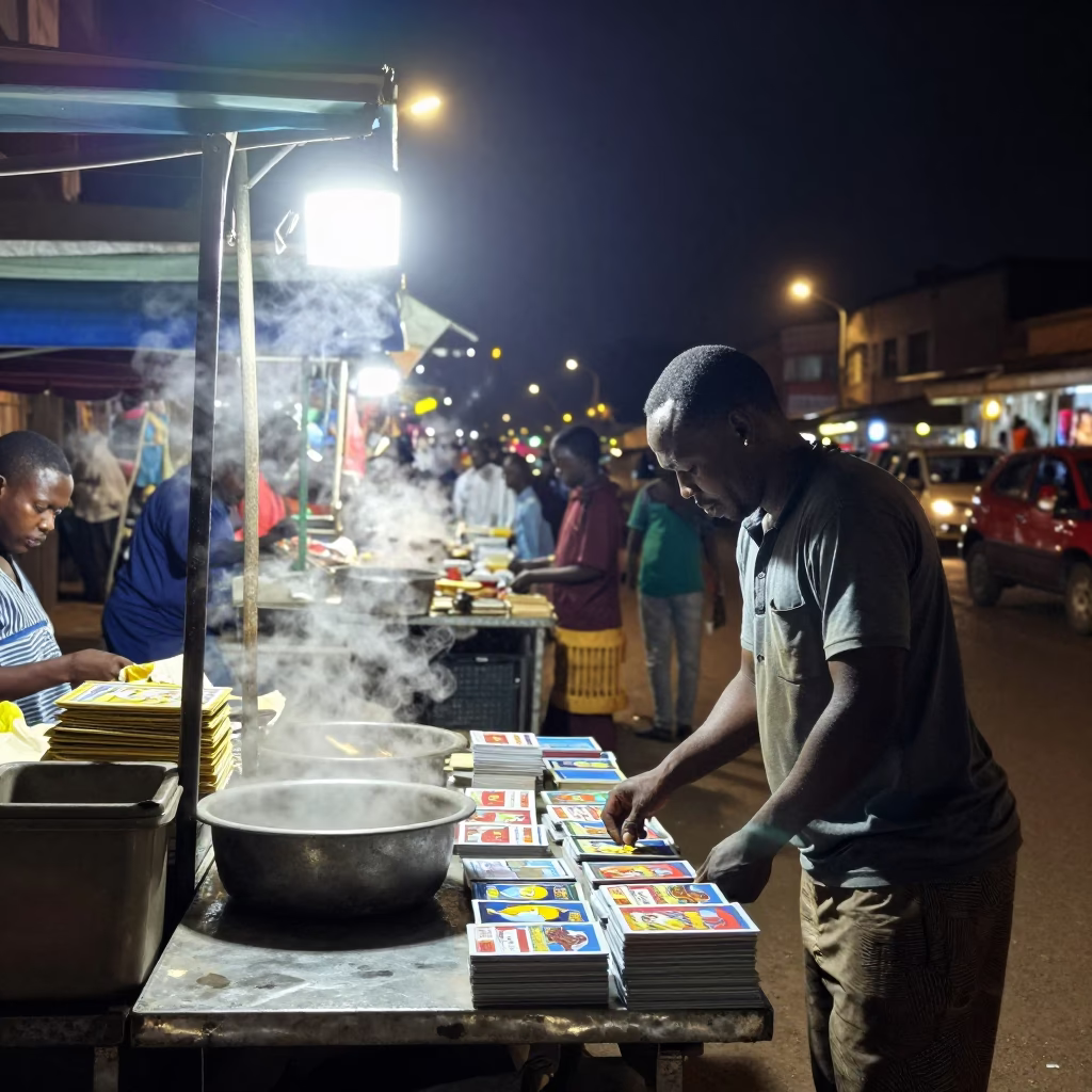 Market Stall in Nairobi at Deep In The Night Light in in Nairobi, Kenya