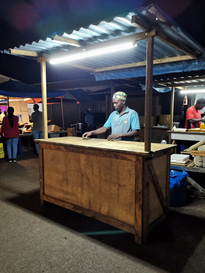 Market Stall in Nairobi at Midnight Light in in Nairobi, Kenya