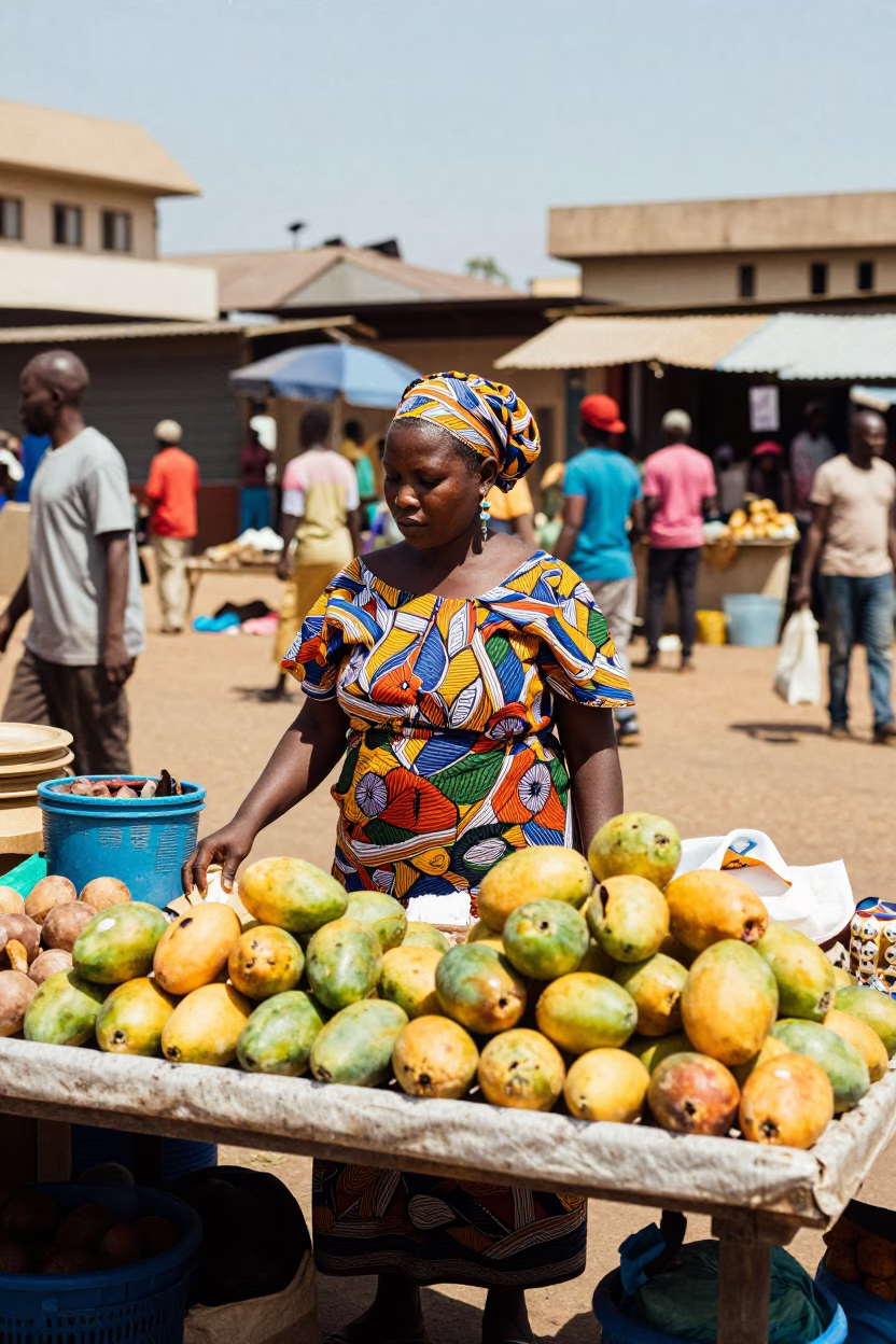 Market Stall in Nairobi at The Flat Glare Of Noon Light in in Nairobi, Kenya