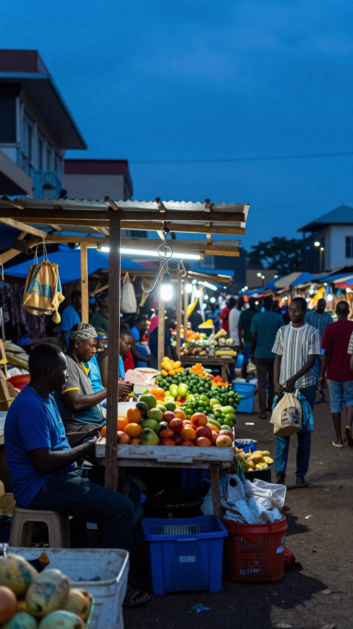 Market Stall in Nairobi at The Last Blue Light Of Evening in in Nairobi, Kenya