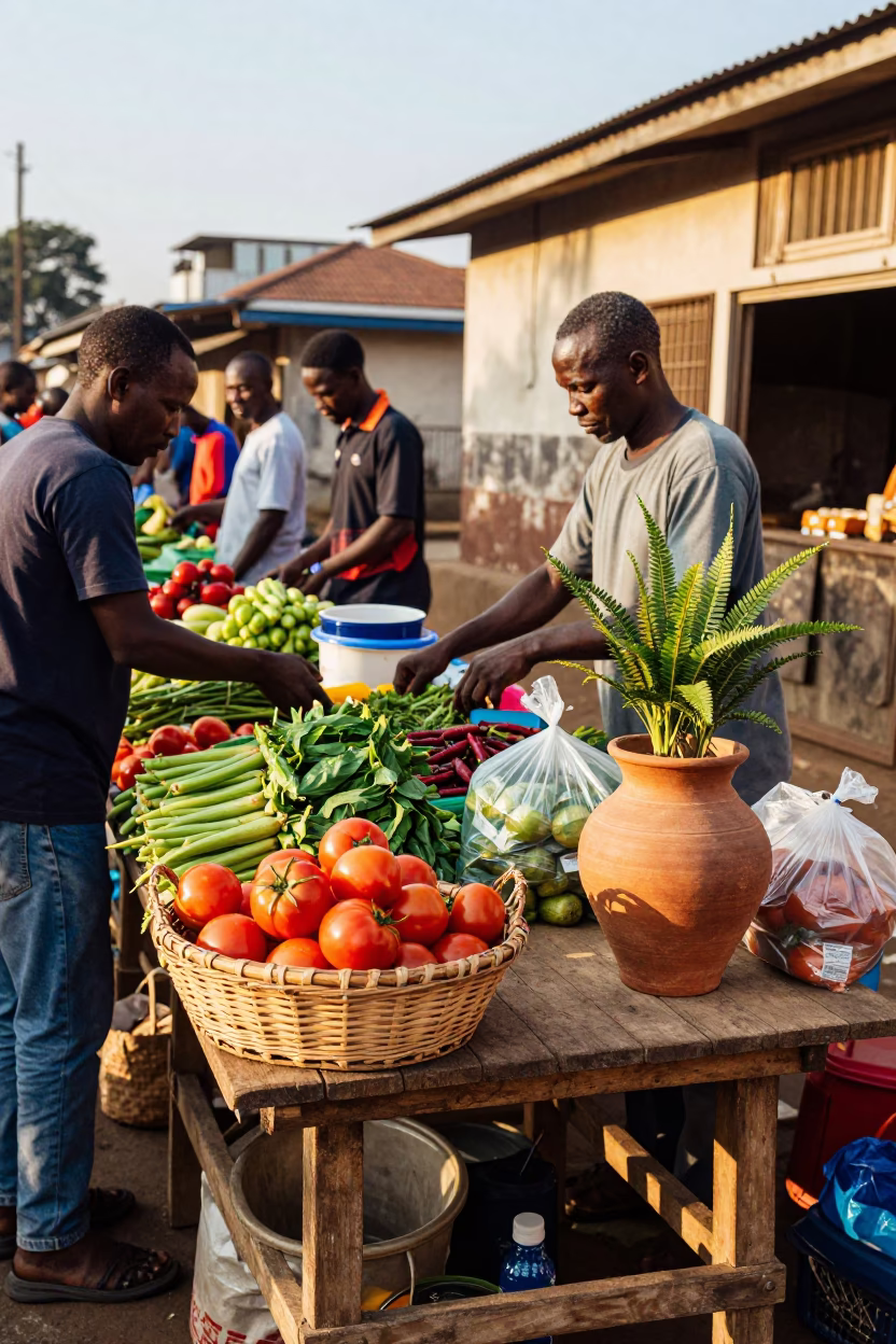 Market Stall in Nairobi at The Late Morning Light in in Nairobi, Kenya
