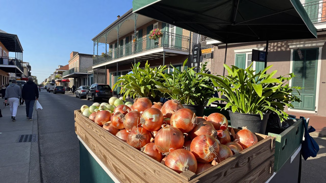 Market Stall in New Orleans at Clear Late-afternoon Light in in New Orleans, Louisiana, United States