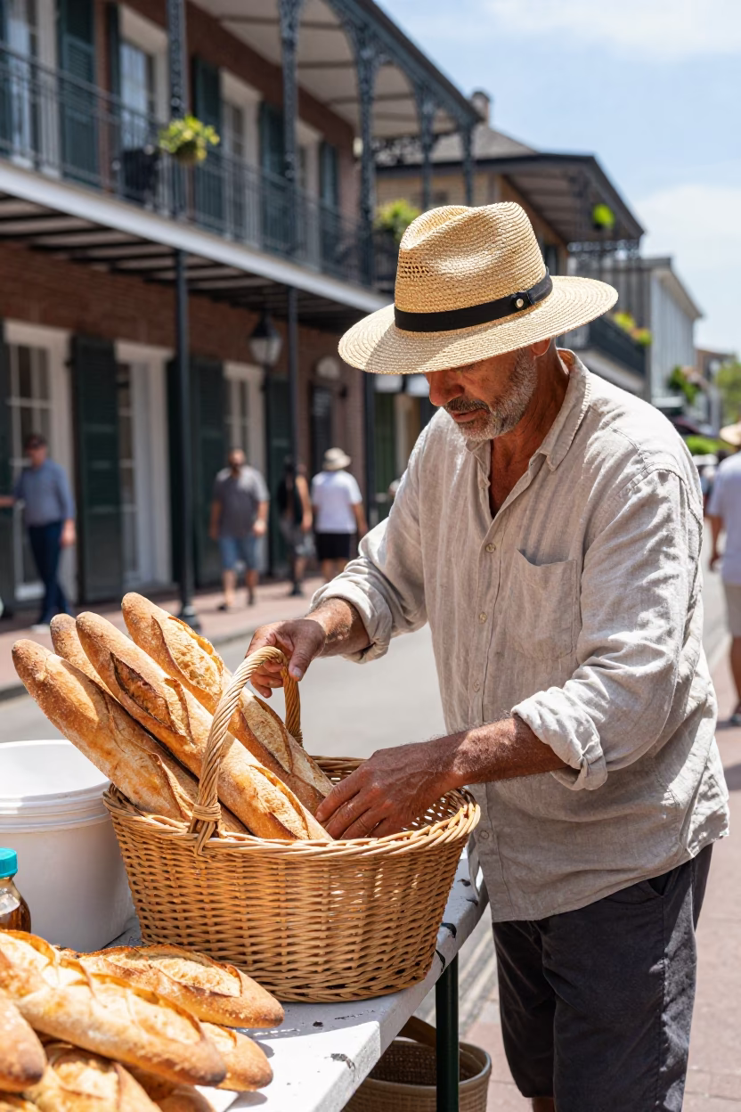 Market Stall in New Orleans at Midday Light in in New Orleans, Louisiana, United States