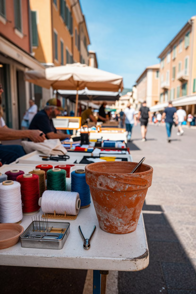 Market Stall in Nice at Flat Noon Light in in Nice, France