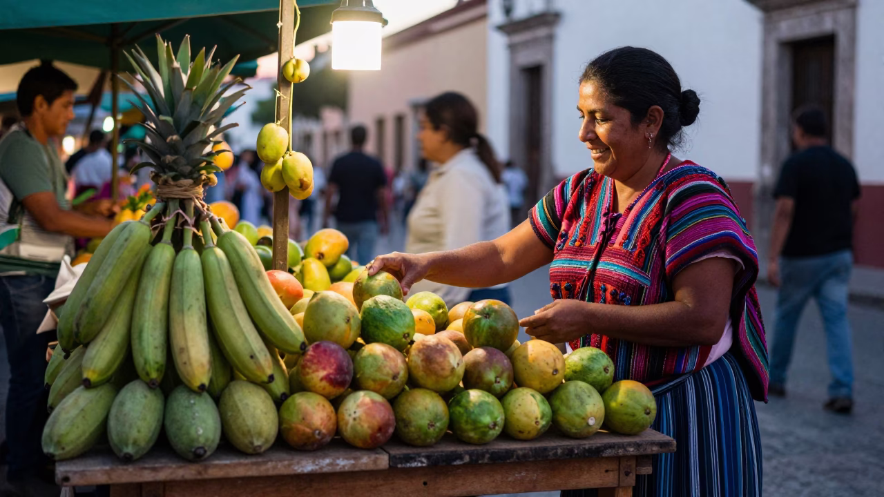 Market Stall in Oaxaca at Evening Light in in Oaxaca, Mexico